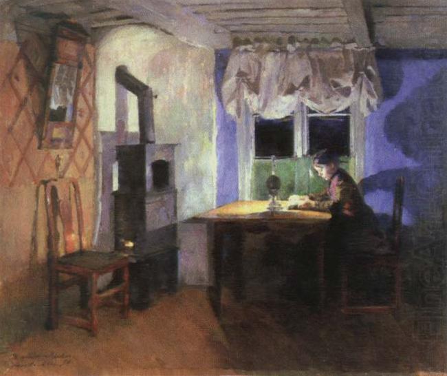 by lamplight, Harriet Backer